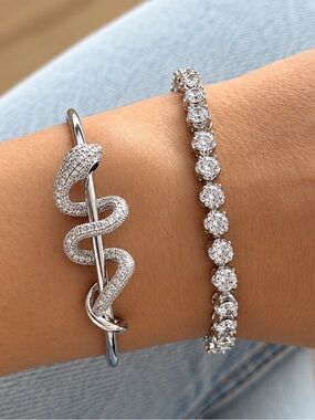 Snake Cuff Silver Bracelet Tarnish Free Bracelet Jewelry Platinum Plated